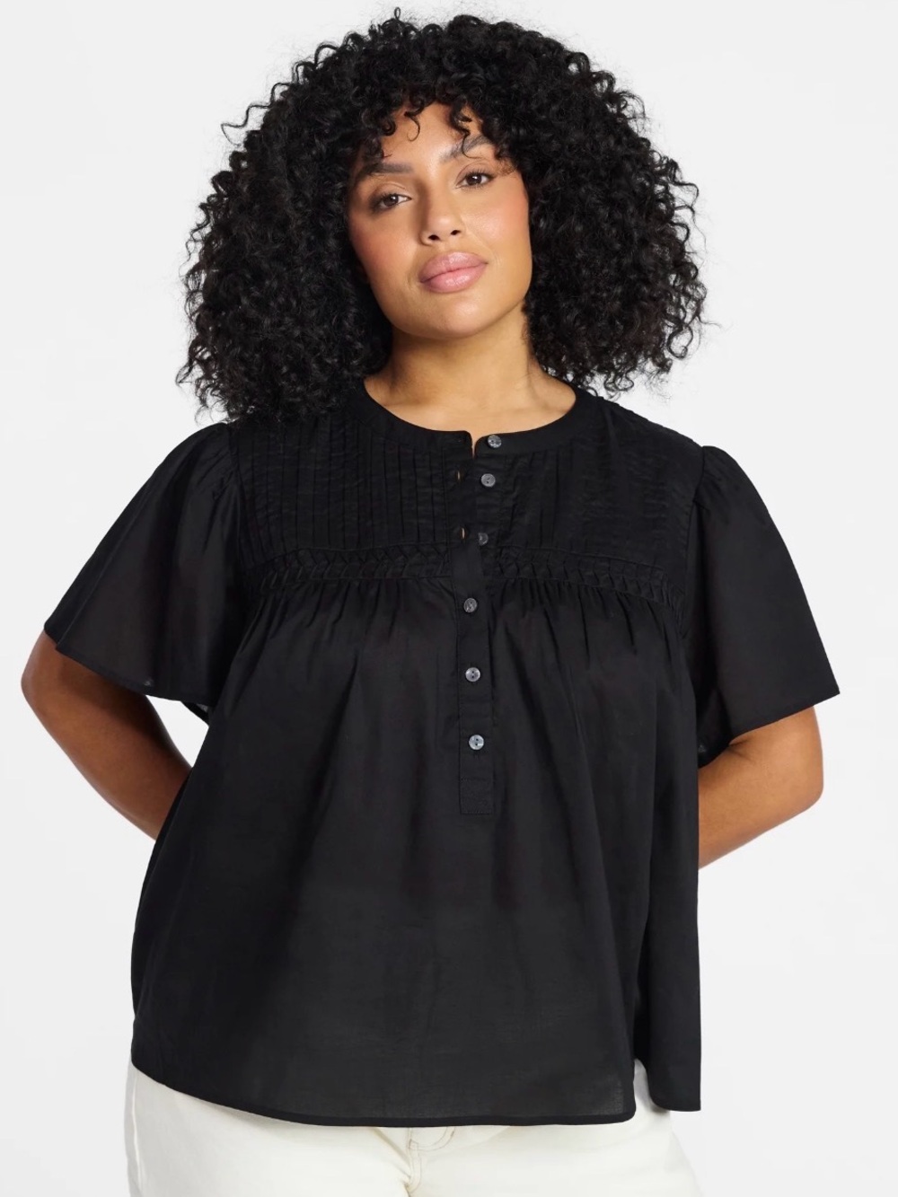 (330)Terra & Sky Women’s Pleated Yoke